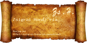 Zsigrai Honória névjegykártya