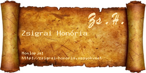 Zsigrai Honória névjegykártya